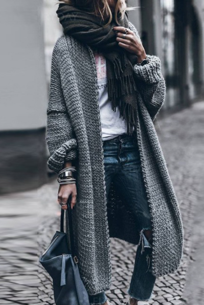 2021 Women Winter Buttons Cardigan Long Sleeve Hooded Mid-length Knit Sweater Coat Women's Clothing  femme veste