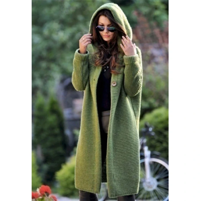 Women's Sweaters Winter 2021 Fashionable Casual Loose Sweater Female Autumn Cardigans Single Breasted Puff Hooded Coat Plus Size