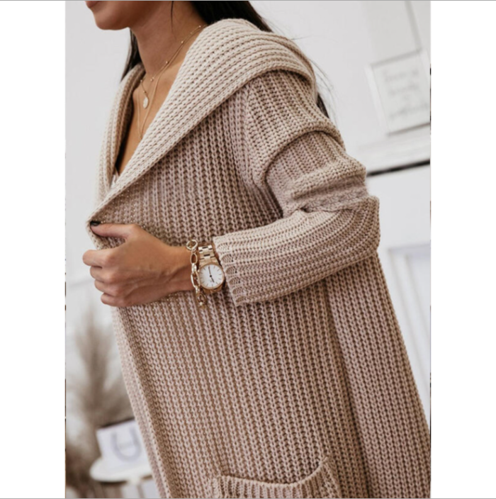 Sweater Knit Cardigan Women Loose Cashmere Wool Fall Winter Thick Warm Soft Oversized Women Pockets Long Winter Sweater Dropship