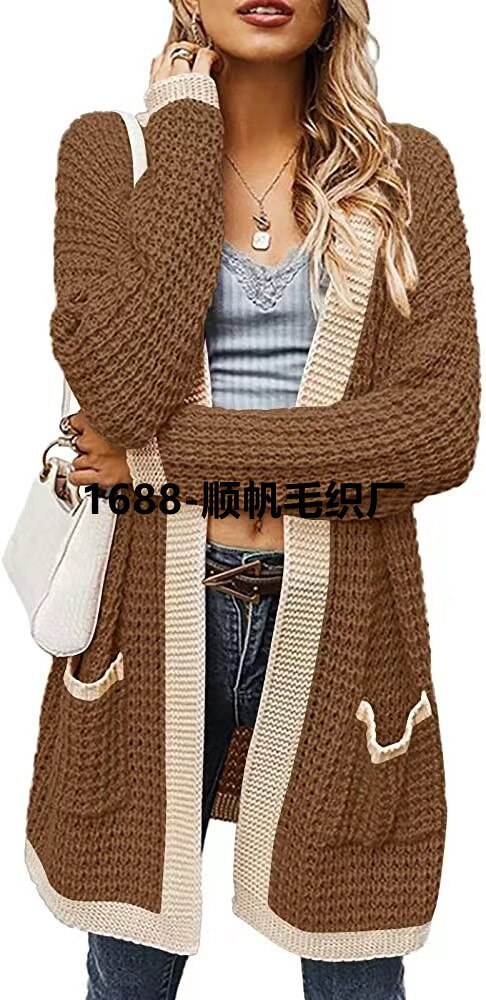 Autumn Long Cardigan Sweater Women 2021 Fashion Patchwork Long Sleeve Casual Loose Tops Female Oversized Knitted Cardigan Coat