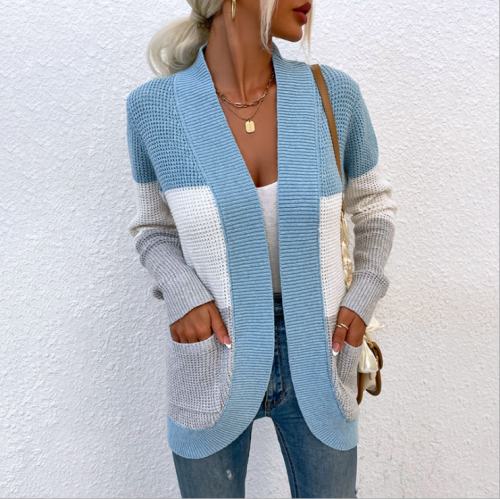 Autumn Winter Knitted Female Cardigan 2021 New Womens Long Sleeve Open Front Chunky Knit Cardigan Sweater Outwear With Pockets