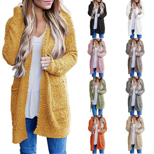 2021 Fleece Cardigans women thick warm winter sweaters female loose soft cardigans knitted outwear jumpers cropped cardigan trui