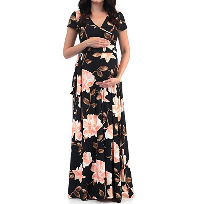 Maternity Dresses V-neck Short-sleeve Belt Flower Printed Maternity Dress For Women Ladies Fashion Summer Pregnancy Dress