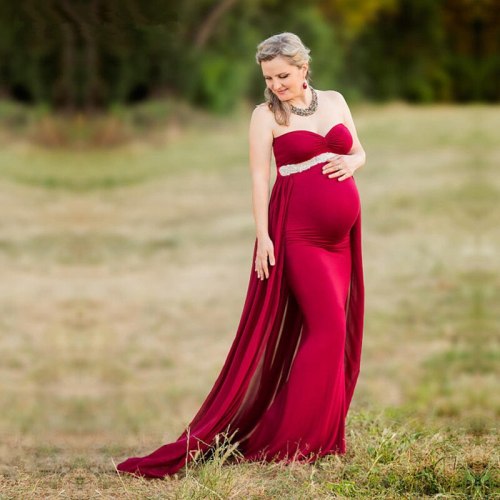 Maternity Dresses For Photo Shooting Red Pregnancy Maternity Photography Props Sleeveless Party Formal Evening Dress