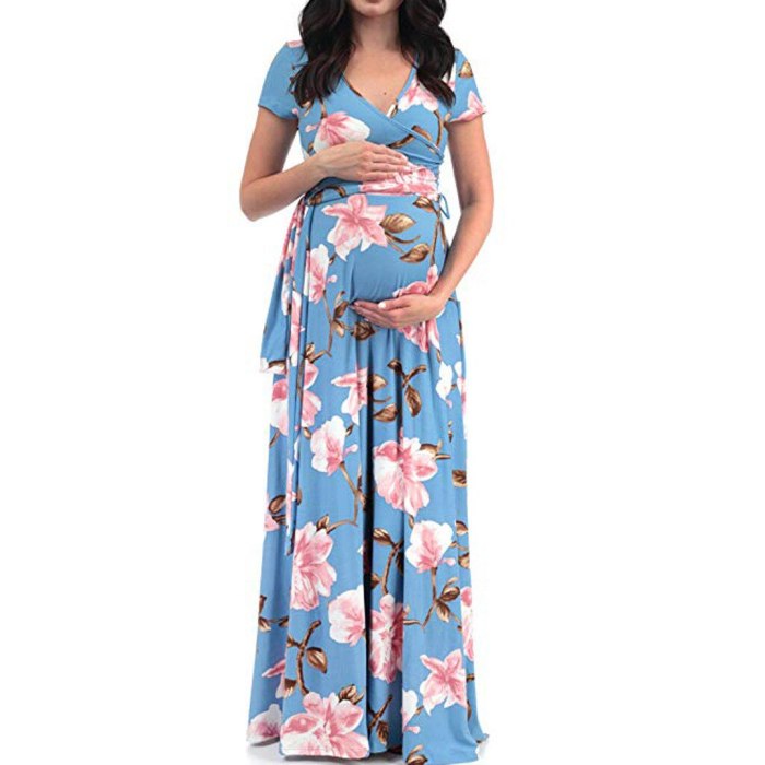 Maternity Dresses V-neck Short-sleeve Belt Flower Printed Maternity Dress For Women Ladies Fashion Summer Pregnancy Dress