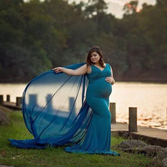 Elegant V Neck Maternity Dresses for Photo Shoot Long Maxi Gown Pregnancy Dress Maternity Photography Dresses With Chiffon Shawl