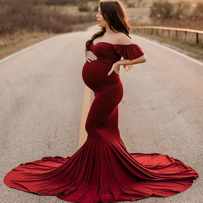 Maxi Maternity Gown For Photo Shoots Cute Sexy Maternity Dresses Photography Props 2020 Women Pregnancy Dress Plus Size