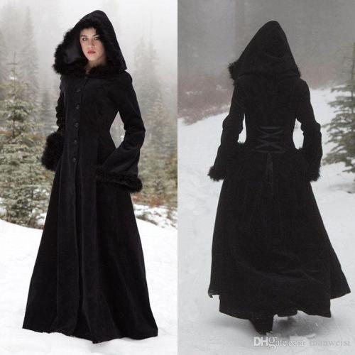 New Fur Hallowmas Hooded Cloaks Winter Wedding Capes Wicca Robe Warm Coats Bride Jacket Christmas Black Events Accessories
