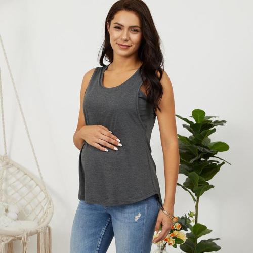 Women's Clothing Round Neck Solid Pregnant Women's T-shirt Breastfeeding Top Fashion Vest 2021 Spring And Summer New Sleeveless