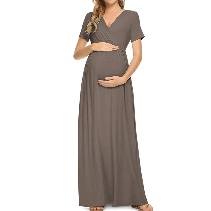 Summer Women Pregnant Maternity Nursing Solid Dress Pregnancy V Collar Short Sleeve Dress Maternity Lady's Sundress Clothes