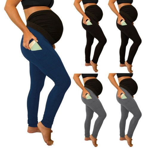 New Maternity Pregnancy Waist Solid Leggings Seamless Pants Stretch Trousers