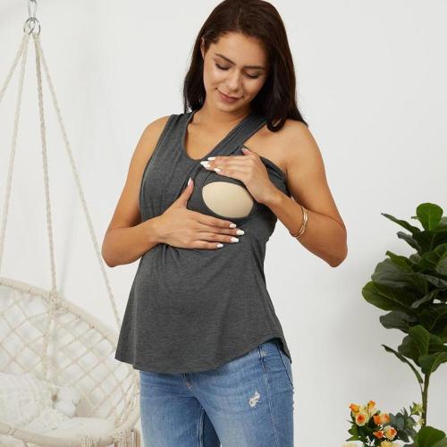 Women's Clothing Round Neck Solid Pregnant Women's T-shirt Breastfeeding Top Fashion Vest 2021 Spring And Summer New Sleeveless