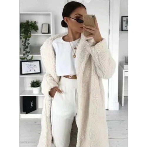 Faux Fur Teddy Coat Women Autumn Winter 2021 Casual Plus Size Long Jacket Female Thick Warm Outwear Oversize