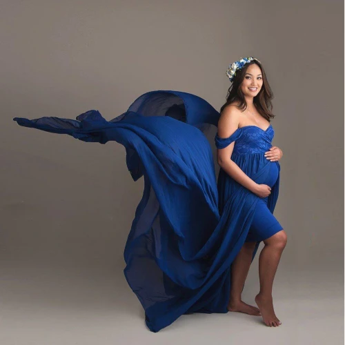 Maternity Dresses for Photo Shoot Baby Shower Chiffon Lace Blue Green CrimsonPregnancy ShootingTulle Elegant Grossesse Vestidos