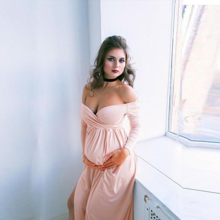 Long Shoulderless Maternity Photography Props Dresses Sexy Split Front Pregnancy Dress Photo Shoot For Pregnant Women Maxi Gown