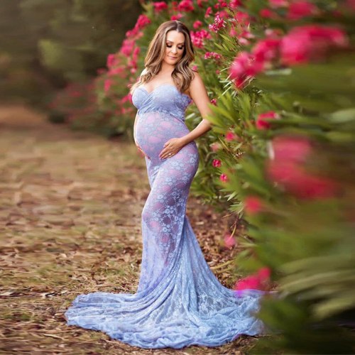 Lace Sexy Maternity Dresses Photography Props Long Fancy Pregnancy Dress Shoulderless Maxi Gown For Pregnant Women Photo Shoots