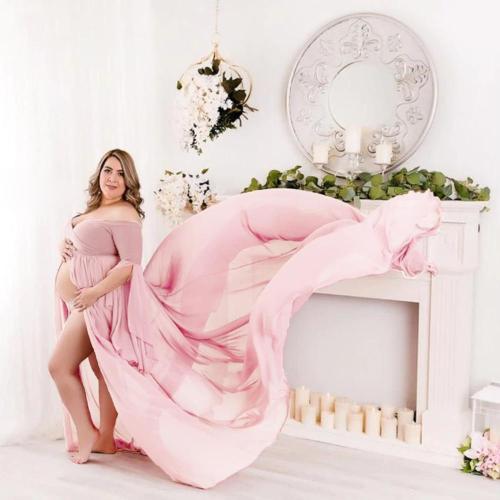Maternity Dresses For Photo Shoot Chiffon+Cotton Pregnancy Dress Photography Props Maxi Gown Dresses For Pregnant Women Clothes
