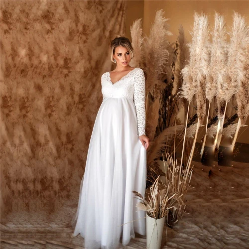 Lace White Maternity Dresses For Baby Shower Sexy Pregnancy Photo Shoot Maxi Gown Pregnant Women Party Wedding Photography Props