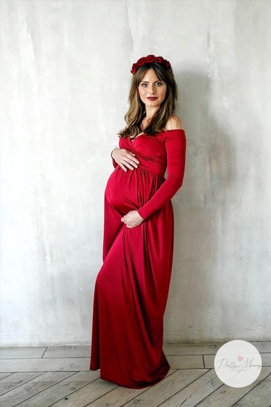 Long Shoulderless Maternity Photography Props Dresses Sexy Split Front Pregnancy Dress Photo Shoot For Pregnant Women Maxi Gown