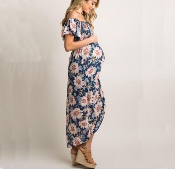 Maternity  Open Shoulder Raglan Sleeve Dress