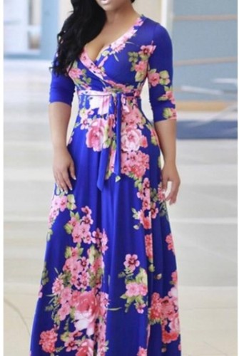 Magenta Floral Ruffle Maternity Maxi Dress
