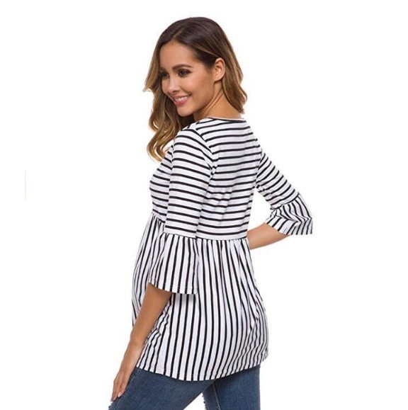 Ruffle Maternity Tops Loose Pregnancy Blouse