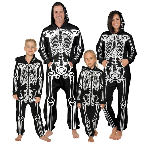 Scary Halloween Costume for Adult Kids Family Horror Hodded Velvet Fancy Women Men Party