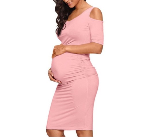 Maternity Casual  Deep  Pure Color Tight Dress