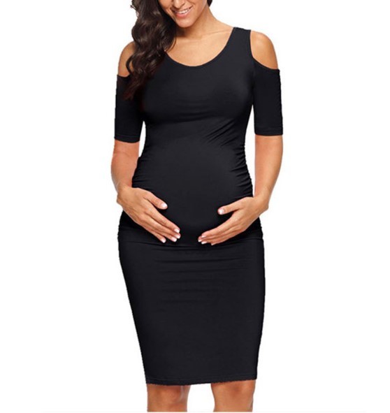 Maternity Casual  Deep  Pure Color Tight Dress