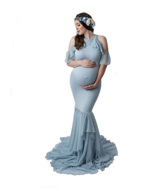 Maternity Pure Color Layered Dress