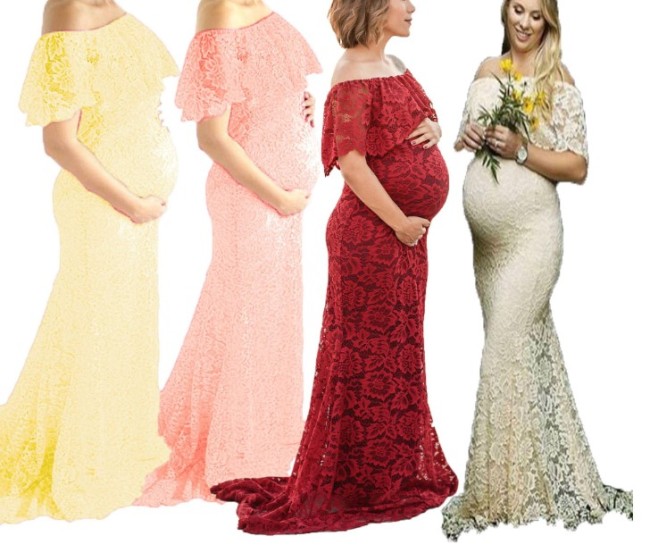 Maternity Sequin Decorated Top Tulle Detail  Photoshoot Gowns  Dress