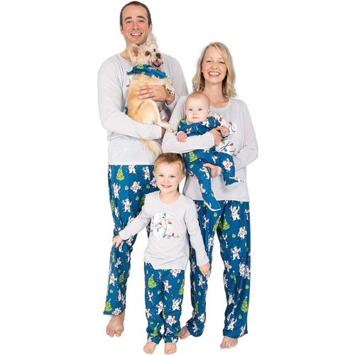 Family Matching Christmas Pajamas Outfits Suit 2021 Mother Daughter Cartoon Print Sleepwear Clothes Set Mommy And Me Nightwear