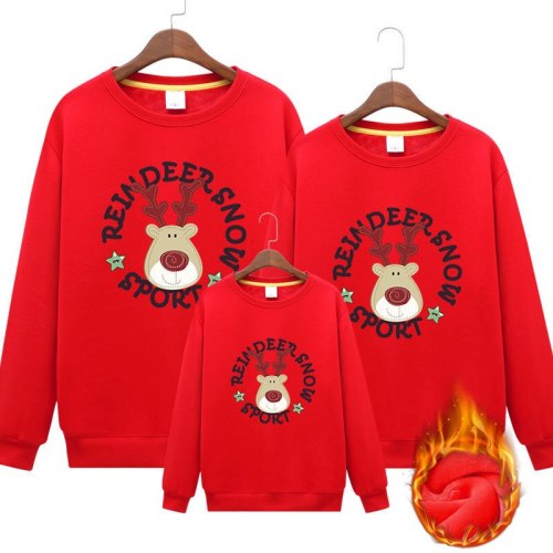 New Christmas Parent- Child Outfits Autumn And Winter of The Hooded Sweater Fawn Multi-Color Optional Clothing