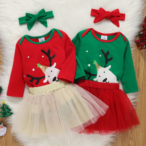 Prowow My First Christmas Baby Girl Clothes Set Red Bodysuit+Princess Skirts 4pcs New Year Costume Baby Christmas Outfit