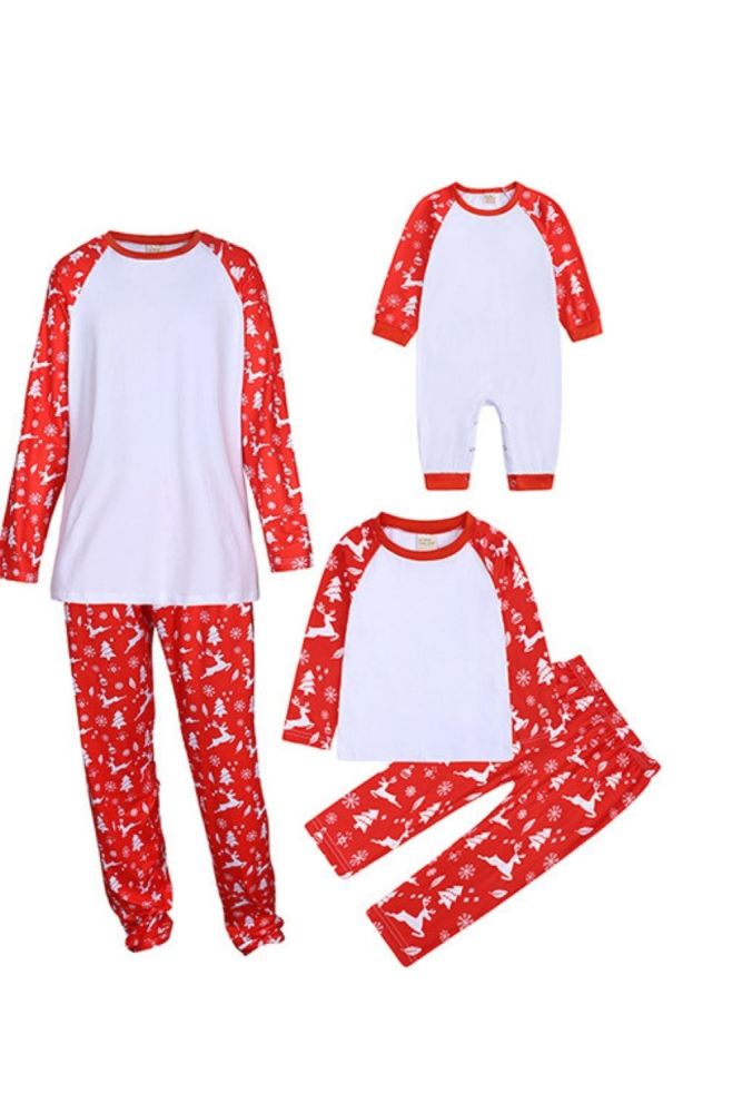 2021 Christmas Pyjamas Family Matching Long Sleeve Top+Pants Sets Cotton Deer Outfits Clothes Merry Christmas Tree Printed Suits