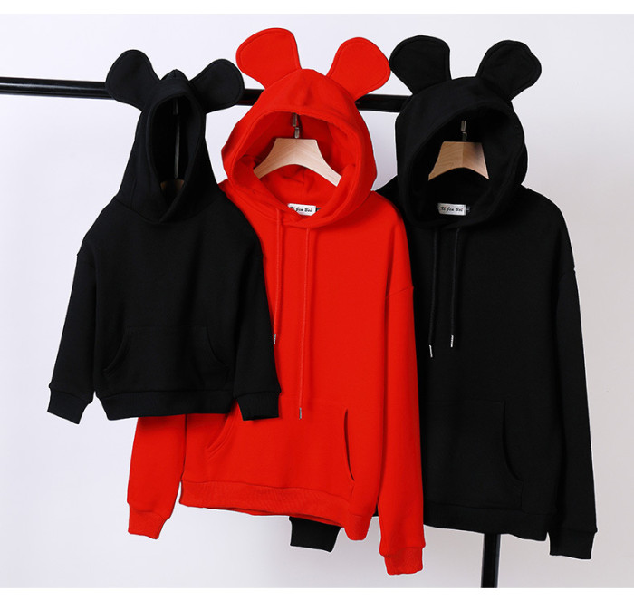 2021 New Fashion Sport Hoodies Family Matching Outfits Solid Sweatshirts for Baby Clothes Hooded Toddler Clothes For Girls Boys