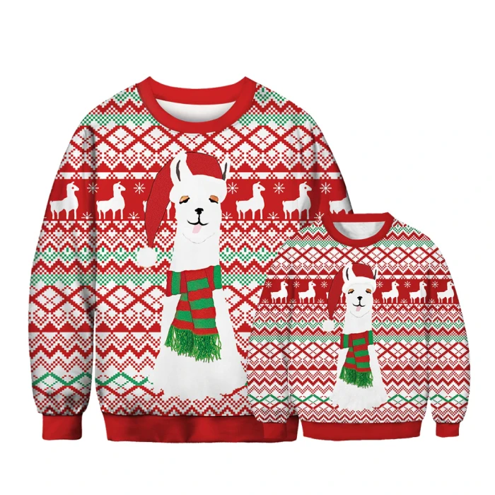 Newest Christmas Family Matching Tee Tops Snowflake Cartoon Print Sweatshirt for Boys Girls Sweater Daddy Mommy and Me Clothes