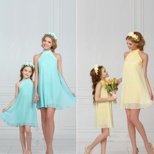 Summer New Chiffon Lace Sleeveless Mother and Daughter Skirt Parent-child Dress