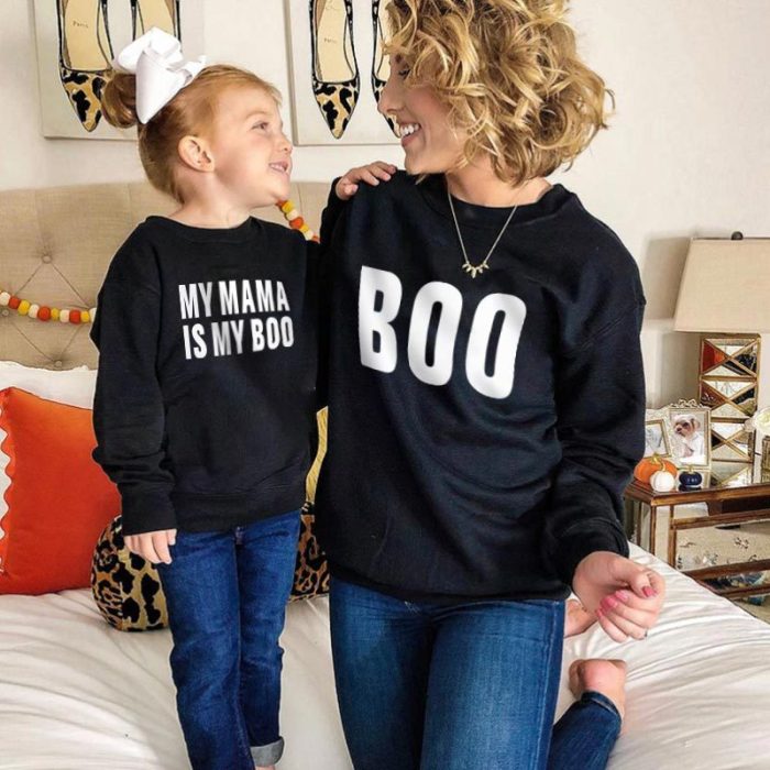 Mother Daughter Matching Sweatshirts Halloween Sweaters Family Set Mom Baby Mommy and Me Clothes Women Kids Cotton Tops