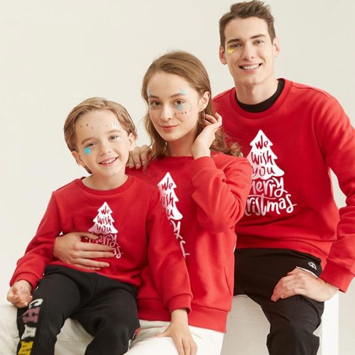 Family Christmas Sweaters Father Mother Daughter Son Matching Outfits Look New Year Kids Hoodies Clothing Mommy And Me Clothes