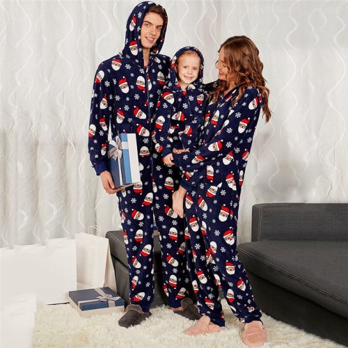Family Matching Clothes Women Mom Santa Claus Jumpsuit Hooded Family  Sleepwear Christmas Set Family Christmas
