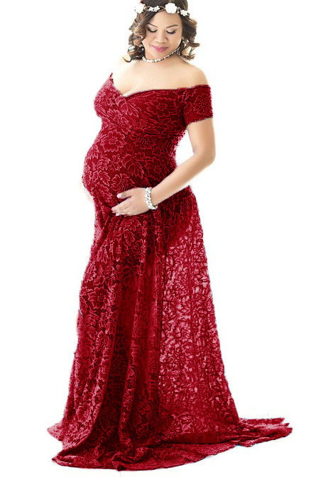 Christmas Red Elegant Short Sleeve Sequin Mesh Gown