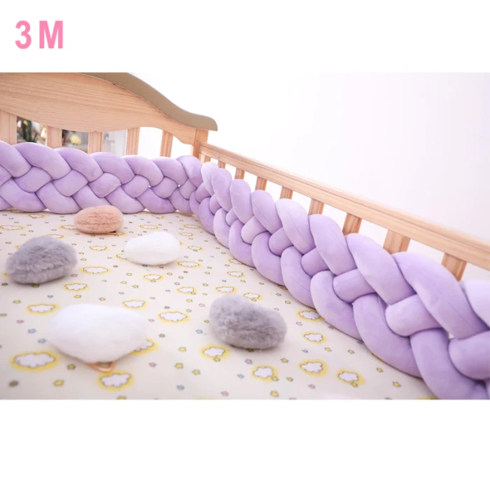 4 Strands Baby Knot Bed 2M/3M Baby Handmade Nodic Knot Newborn Bed Bumper Long Knotted Braid Pillow Baby Bed Bumper Knot Crib