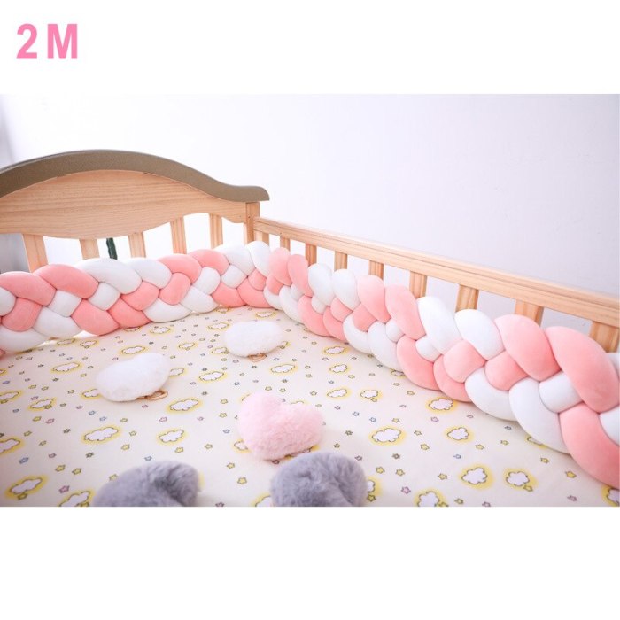 4 Strands Baby Knot Bed 2M/3M Baby Handmade Nodic Knot Newborn Bed Bumper Long Knotted Braid Pillow Baby Bed Bumper Knot Crib