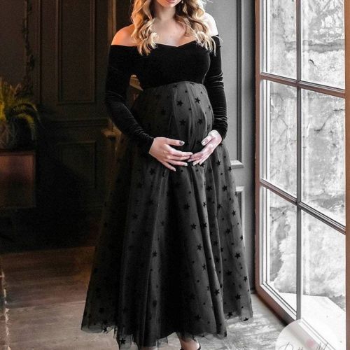 Neck Maternity Dresses Elegant Custom Made Ankle Length Gown For Photo Shoot Wedding Bridal Party Nightwear