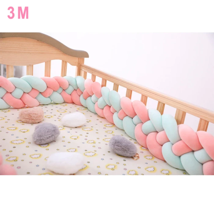 4 Strands Baby Knot Bed 2M/3M Baby Handmade Nodic Knot Newborn Bed Bumper Long Knotted Braid Pillow Baby Bed Bumper Knot Crib