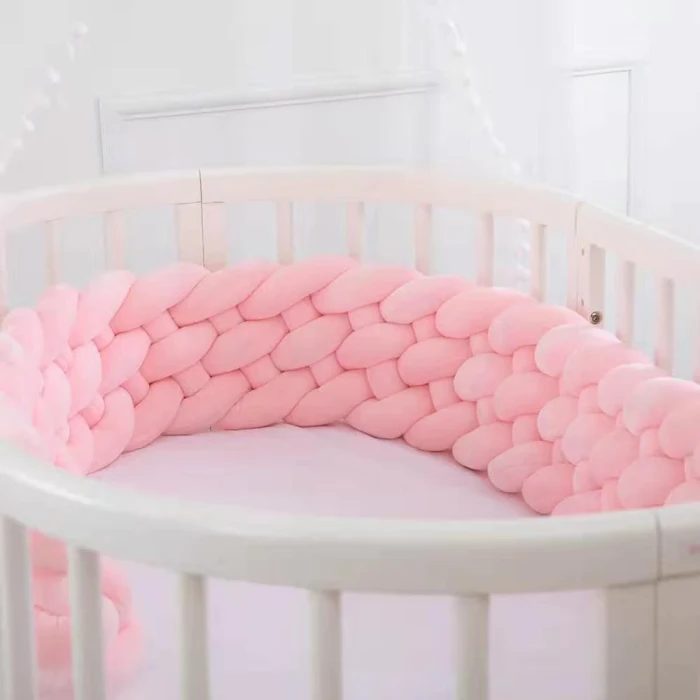 6 Strip 2Meter length 22cm Height baby Braided Crib Bumpers  Knot Long Pillow Cushion,Nursery bedding,cot room dector
