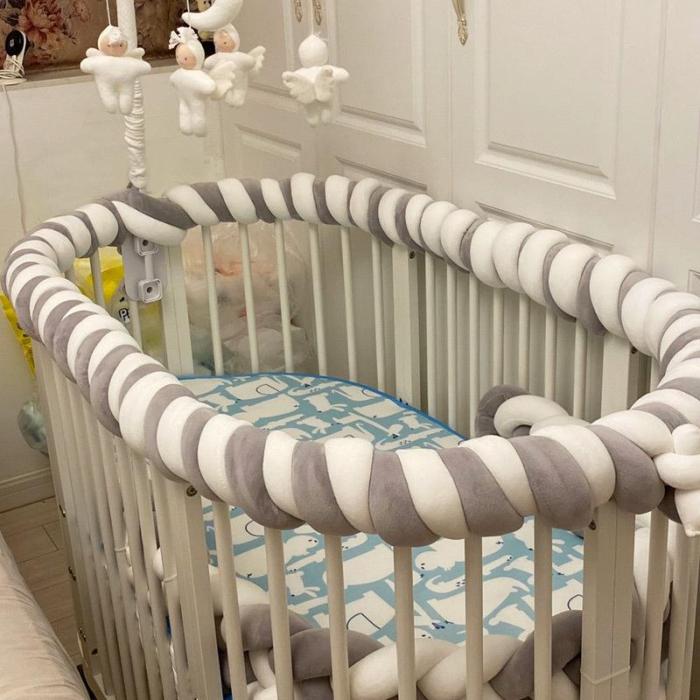 2M Baby Bed Bumper Sides in the Crib Nordic Handmade Braid Crib Bumper Braid Knot Newborn Bed Barrier Baby Room Decor