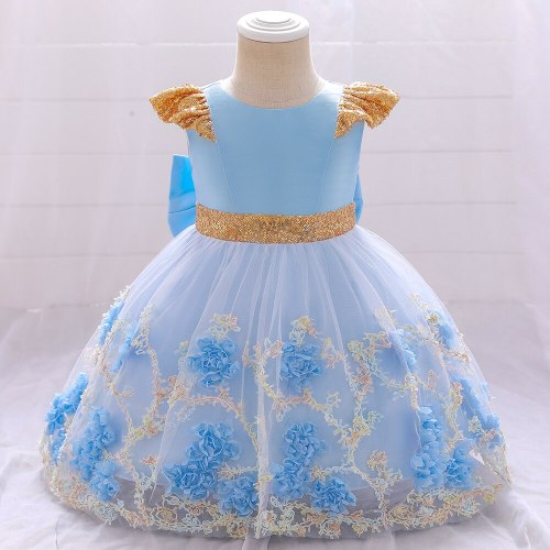 Infant Toddler Baptism Dress For Girls 1st Birthday Party Wedding Flower Sequins Princess Baby Dress Vestidos Christmas Costume
