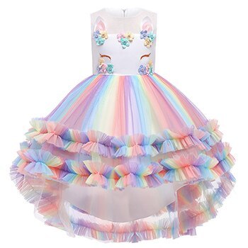 New Unicorn Girls Dress Summer High Quality Christmas Birthday Party Princess Dresses For 4 5 6 7 8 9 10 11 12 Years Kids Dress